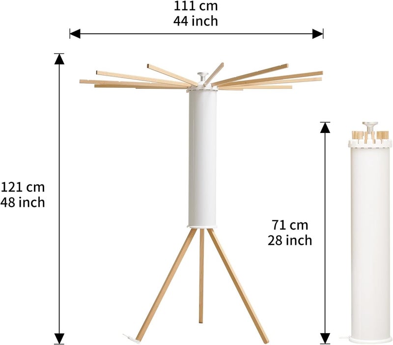 JOOM Tripod Clothes Drying Rack, Garment Rack Portable and Foldable Space Saving Laundry Drying Rack - Drying Rack Clothing 12 Rods Wooden - Image 2